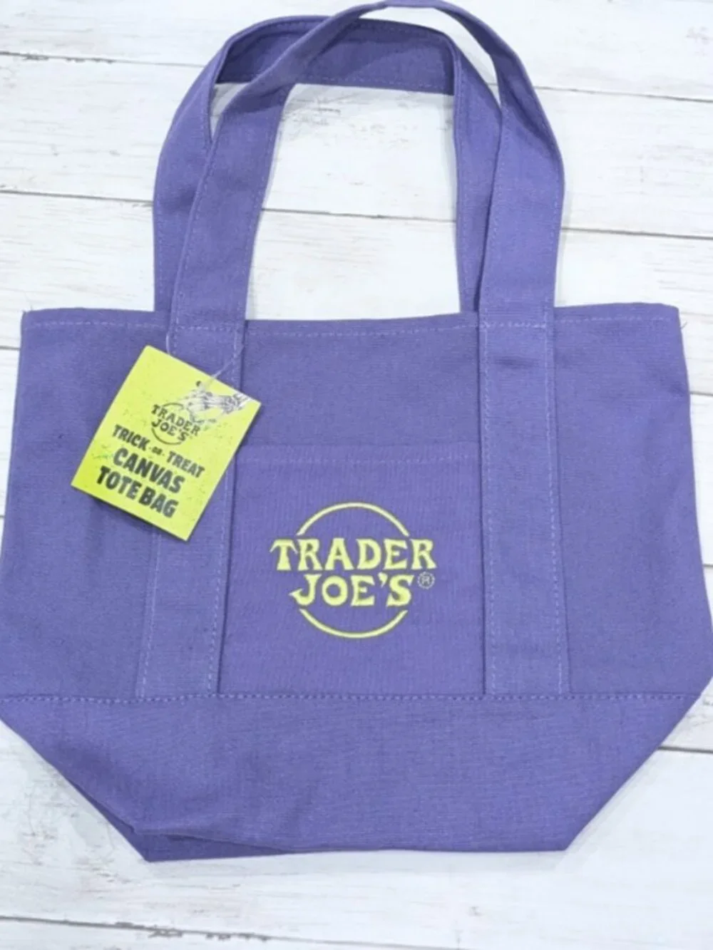 Trader Joe's Purple Canvas Trick or Treat MINI Tote Bag